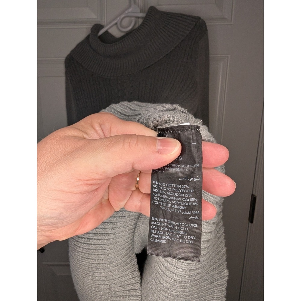 White House Black Market Heather Grey Cowl Neck Cable Knit Sweater Dress Large - Picture 5 of 5